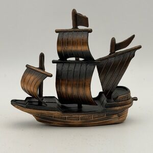 VTG Sailing Ship Pencil Sharpener Bronze Tone Nautical Galleon Desk Collectible